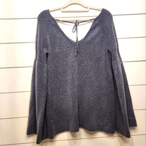 Hinge Sweater with Bell Sleeves in Denim Blue